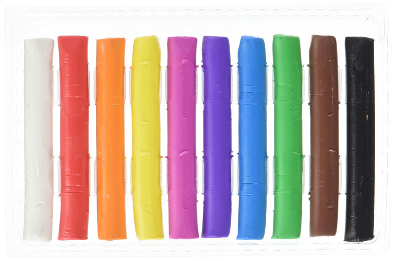 Oxford Plasticine / Playdough / Children's Playdough / Soft Playdough 10 Sticks in Cardboard Case, Bright Colors, Extra Large, White, Yellow, Orange, Red, Purple, Navy, Blue, Green, Brown, Black - PawsPlanet Australia