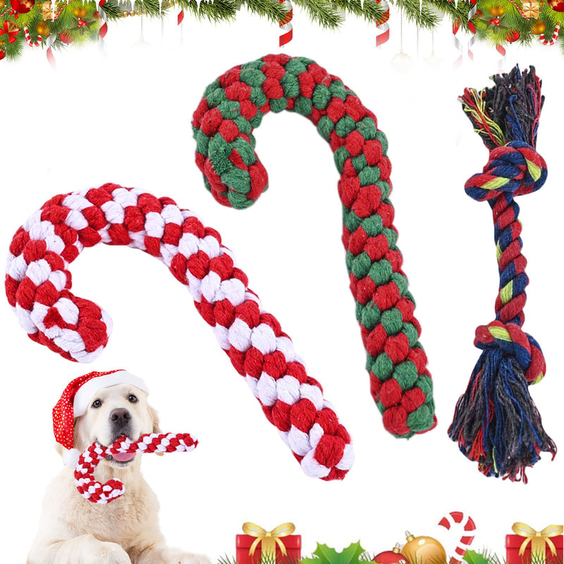 JOKILY 3 pieces dog chew toys, dog toy rope, Christmas candy cane rope, dog rope toy, Christmas dog pets chewing, dog toy candy cane, Christmas dog toy (A) D - PawsPlanet Australia