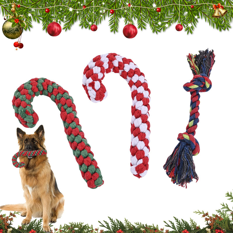 Dog toy, pack of 3 dog chew toys, dog toy indestructible, Christmas dog toy, dog toy Christmas, dog cuddly toy for medium-sized dogs, small dogs, puppy toy B - PawsPlanet Australia