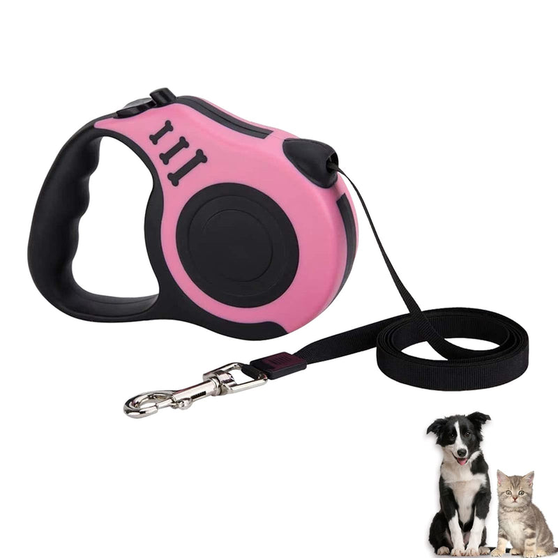 Dog Lead, 5 m Retractable Dog Lead for Small, Medium and Large Dogs, Pink - PawsPlanet Australia
