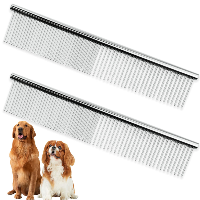 Stainless Steel Pet Comb Pet Grooming Comb Rounded Teeth Dog Comb for Large, Medium and Small Dogs and Cats with Tangled Short/Long Hair (19 x 3.5 cm) - PawsPlanet Australia