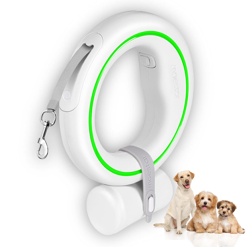 moestar Retractable Dog Leash Hands Free Dog Leash Extendable 360° Tangle Free Retractable Leash with Dog Poop Bag Holder 3m/10ft for Medium Small Dogs (Green) Green - PawsPlanet Australia