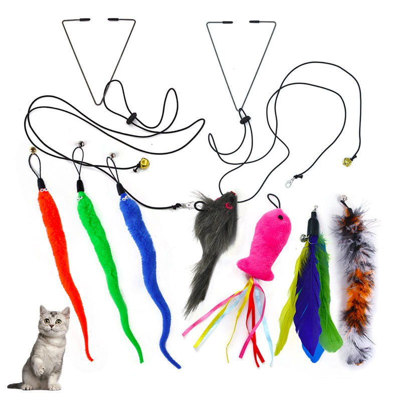 BLACKCUP 9 Pieces Interactive Cat Toy Toy, Cat Toy for Hanging on the Door, Feather Dangler Cat Toy for Kittens and (9 PCS) 9 PCS - PawsPlanet Australia