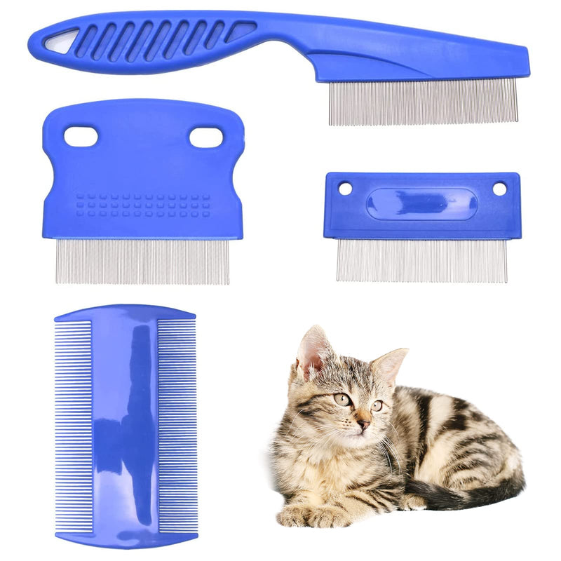 BAOSROY Flea Comb for Cats, lice comb, flea comb for dogs, flea comb, lice comb for dogs, tear stain remover comb, grooming comb for dogs and cats, dust comb for cats, lice comb stainless steel, for cats and dogs, 4 pieces - PawsPlanet Australia