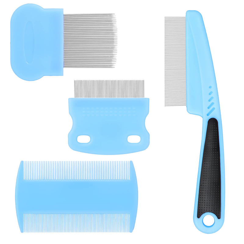 tonyg-p Flea Comb for Cats and Dogs, Pack of 4 Cat Dog Flea Comb Pet Tear Stain Remover Comb Set Pet Dog Cat Grooming Comb Blue - PawsPlanet Australia