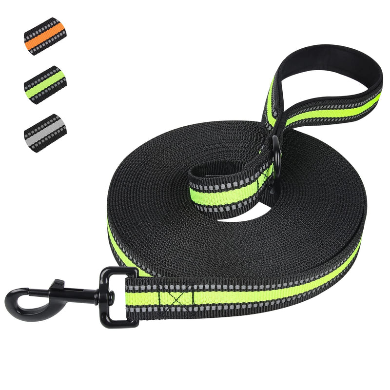 Snocyo towing leash for dogs 15m, robust dog leash for small, medium and large dogs, training leash with padded handle, reinforced carabiner and storage bag, green & black - PawsPlanet Australia
