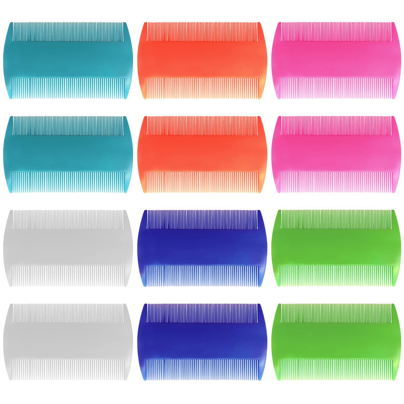 BLMHTWO Pack of 12 lice combs, flea combs for cats and dogs, 6 colors, plastic lice comb, nit comb, pet combs for grooming for removing stains, hair, tear stains - PawsPlanet Australia