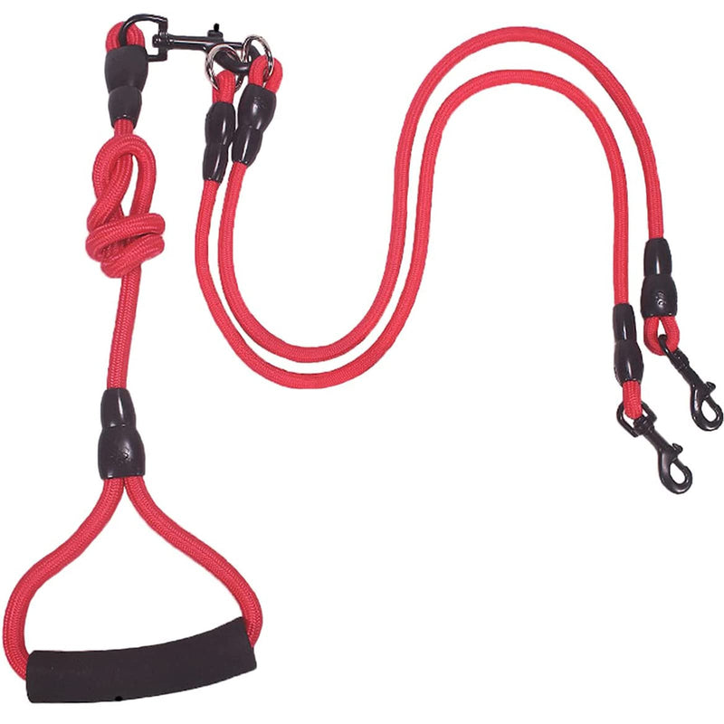Dog training leash, dog training leash, adjustable, double dog leash, polyester, double leash, adjustable for small, medium-sized, walking, training and large dogs (red) - PawsPlanet Australia