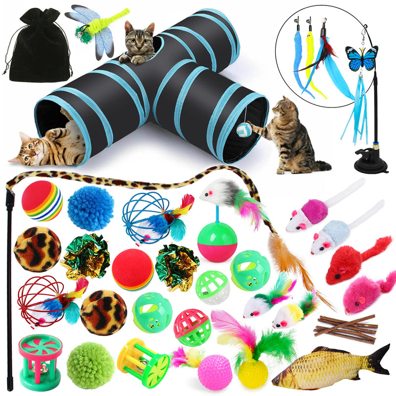 JOYBOY cat toy with cat tunnel, toy, 3-way pet play tunnel tube for kittens, toy mice toy variety pack for kitty - PawsPlanet Australia