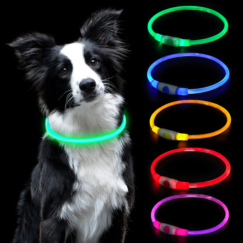 AUAUY LED light collar dog, USB rechargeable length adjustable pet safety collar, cuttable waterproof light collar for dogs and cats, 3 modes (green) green-universal - PawsPlanet Australia