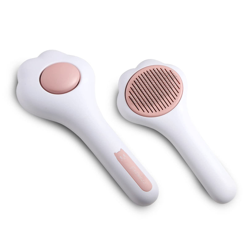 JASWELL Cat Brush for Shedding and Grooming, Self-Cleaning Slicker Brush for Cats Dogs Massage Removes Loose Underfur, Mats and Tangled Hair Grooming Comb Pink - PawsPlanet Australia