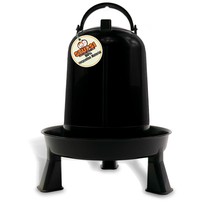 STUPSI chicken drinker 100% recycled 3 liters in black | Heated & frost-proof poultry drinkers | Waterer with feet or hanging for quails, chickens and any other poultry | Made in Europe 3L - PawsPlanet Australia