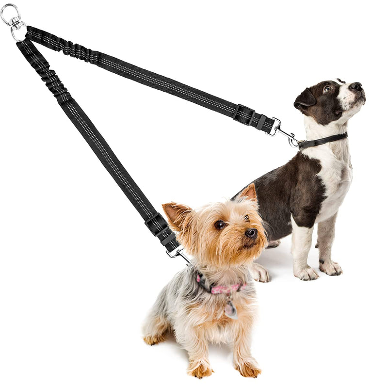 Dog leash for two dogs, 360° rotatable and adjustable, double leash, no tangles for small, medium and large dogs, reflective, leash for 2 dogs for walking, training and jogging - PawsPlanet Australia