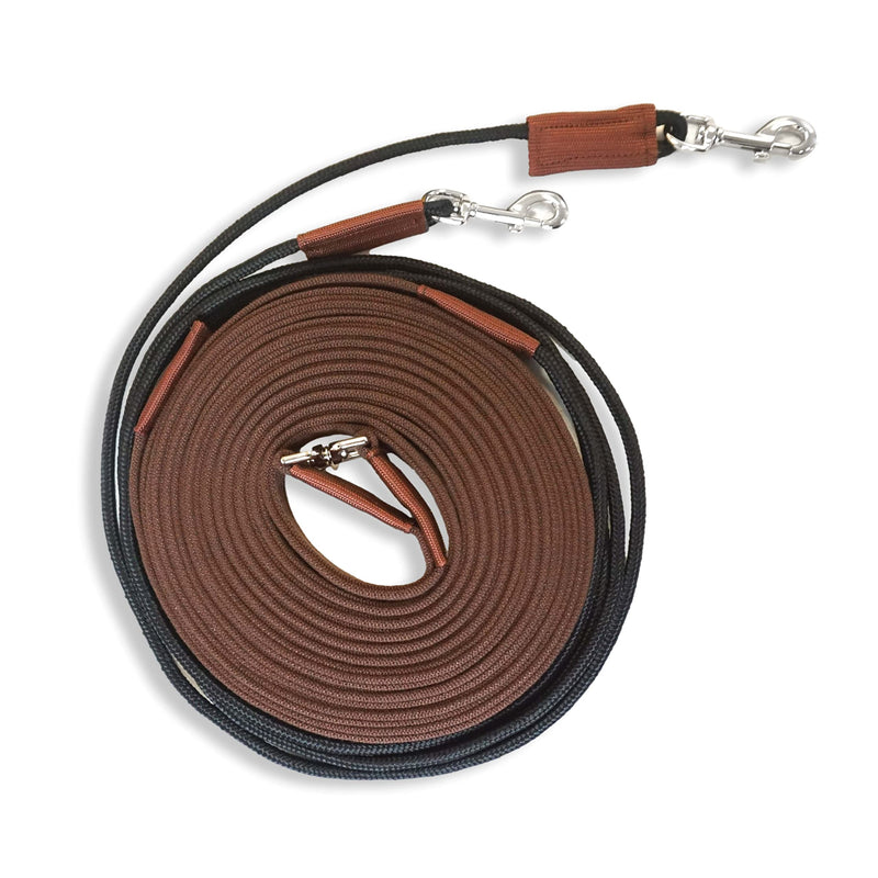 Double lunge horse Double lunge ideal for ground work, horse lunge line for gymnastics, length 16m (1x double lunge brown) 1x double lunge brown - PawsPlanet Australia