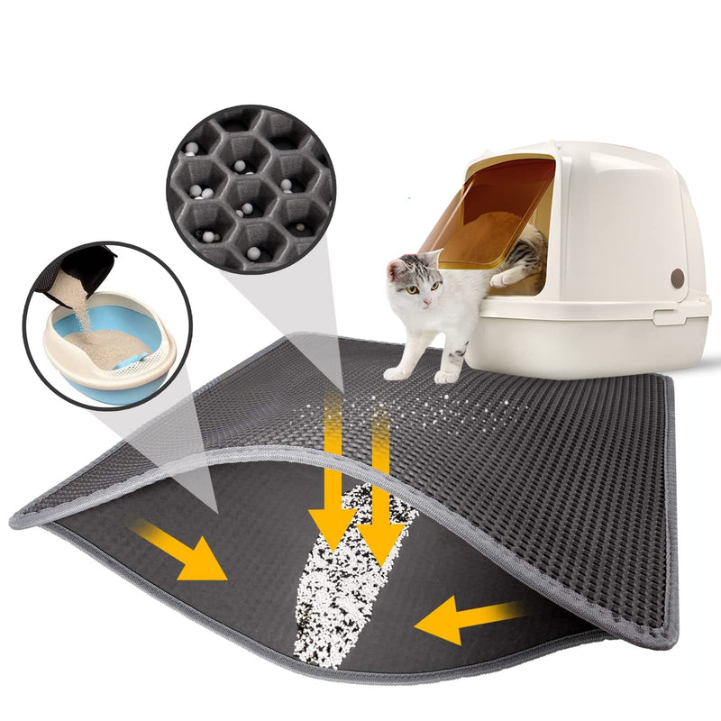 Louis Donné cat litter box mat, cat litter mat, cat litter box underlay, honeycomb design, cat litter box mat, waterproof double layer design, honeycomb cat litter mat (30 x 30 cm, grey) 30 x 30 cm grey - PawsPlanet Australia