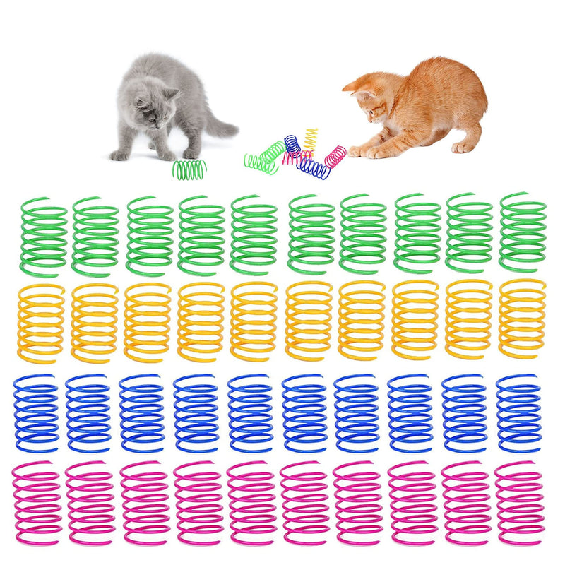 GEFIRE Pack of 40 Cat Toys Spiral 4.5 cm Cat Toys Spirals Plastic Spiral Cat Toys, Cat Toys, Interactive Cat Toys for Cats, Kittens, Pets (4 Colors) - PawsPlanet Australia