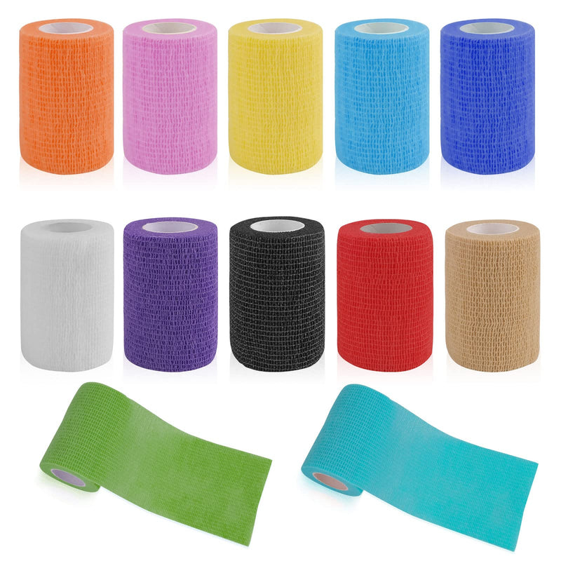 WUGU 12 rolls of self-adhesive bandage, 7.5 cm x 4.5 m adhesive bandage, elastic self-adhesive bandage, cohesive bandage, suitable for stretch athletes, wrist, feet, finger plasters, 12 pieces - PawsPlanet Australia