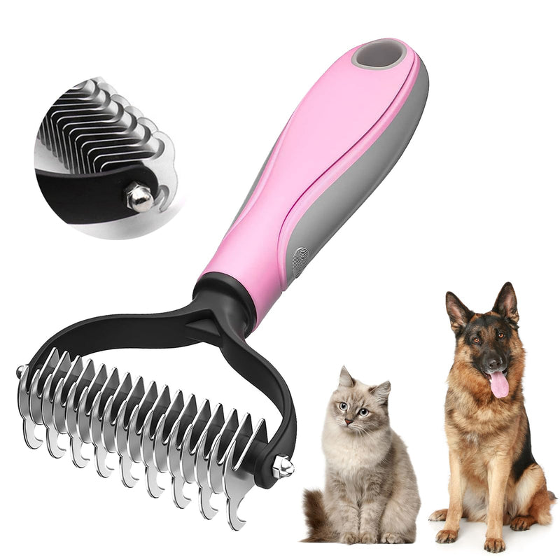 ORYIAH undercoat brush de-matting curry comb for dogs and cats with medium to long hair - undercoat comb removes undercoat & tangles | Thinning & Top Hair Protection Pink - PawsPlanet Australia