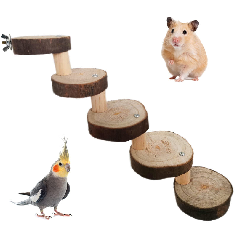 Fayemint Hamster Toy Wooden Hamster Stairs Bridge 5 Layer Hamster Stairs Pet Ladder for Hamsters, Mice, Rats and Parrots - PawsPlanet Australia