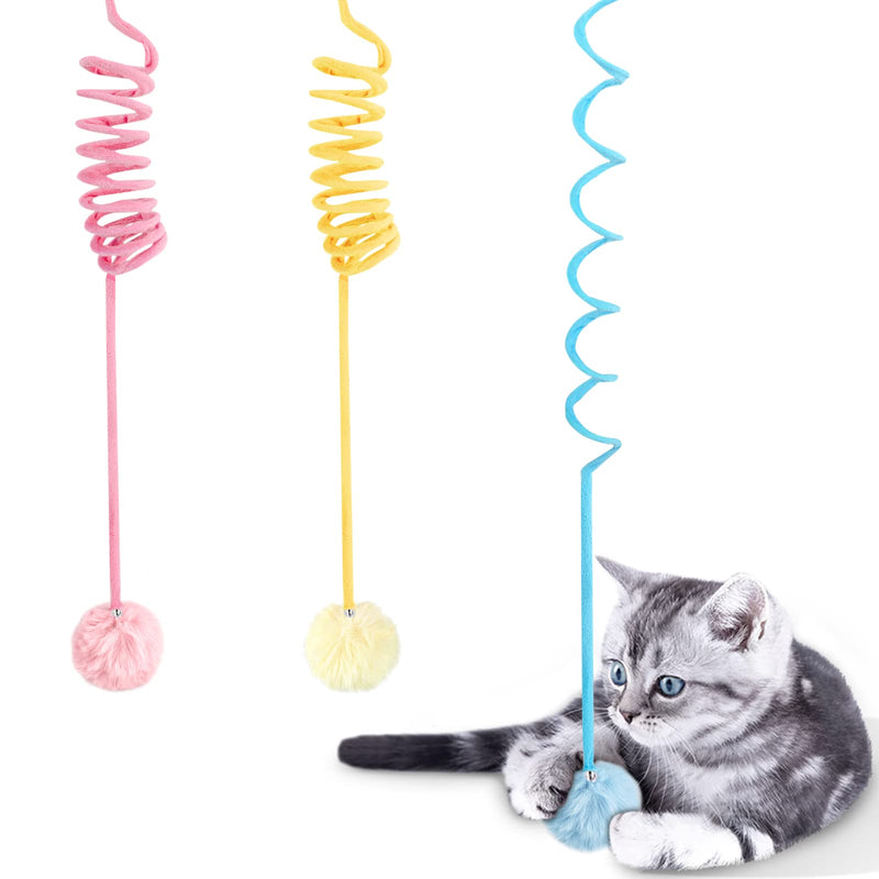 FURJOY Cat Spring Toy, Self-Play Hanging Stretchy Cat Spring with Bell, 3-Piece Soft Plush Interactive Cat Toy for Hunting and Playing - PawsPlanet Australia