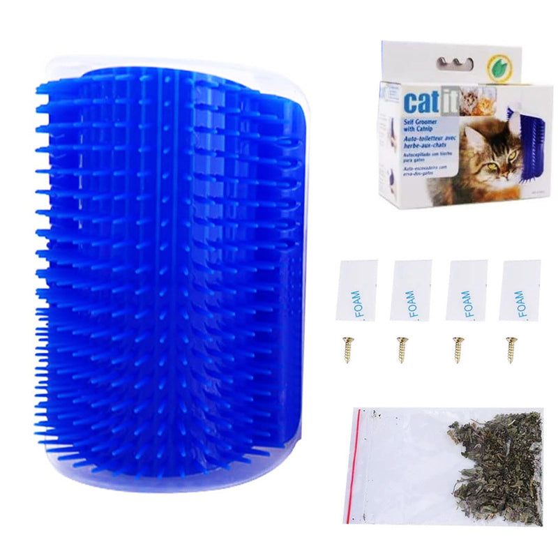 Sxhdff Cat Self Groomer, Cat Brush with Catnip, Cat Self Groomer, Cat Corner Massage Brush, with Catnip Bag Mounting Screws and Double-Sided Adhesive Tape - PawsPlanet Australia