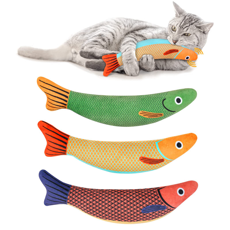 Aibuddy Catnip Toys, 3 Pack Cat Chew Toys, Bite Resistant Catnip Toys with Bell Inside, Plush Cartoon Kitten Interactive Toys - PawsPlanet Australia