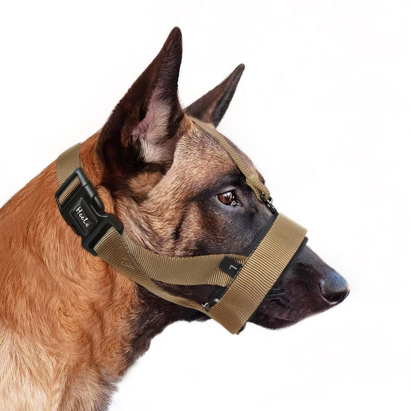 HEELE Muzzle for Dogs Soft Padded No More Chafing Dog Muzzle Adjustable Loop Dog Muzzle Anti Biting Muzzle for Small Medium Dogs Brown SS (Pack of 1) - PawsPlanet Australia