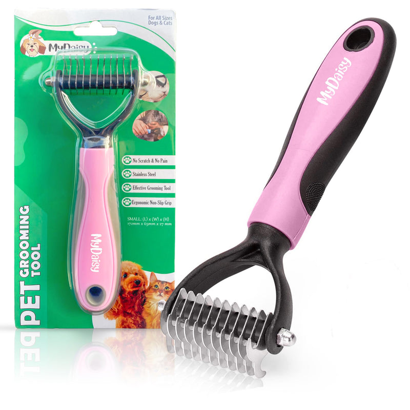 MYDAISY dog brush undercoat, dog brush long hair undercoat, cat brush long hair, dog comb, undercoat brush cat, dog brush, undercoat brush dogs, dog comb longhair S pink - PawsPlanet Australia