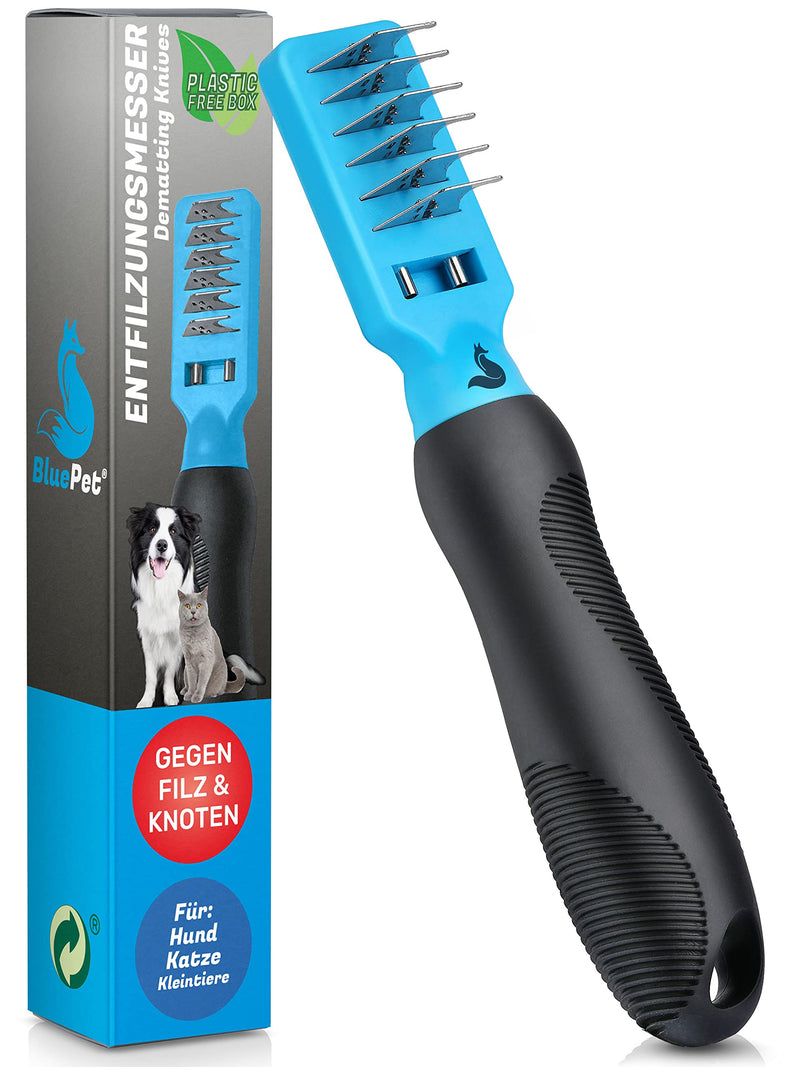 BluePet professional dematting comb for dogs and cats | Detangling hook | Detangling knife | De-matting rake cat | Knot Remover Cat | Detangling comb dog | Removes tangles and knots - PawsPlanet Australia