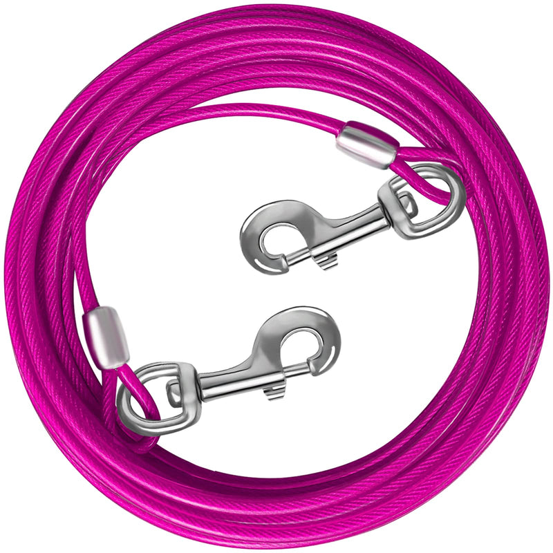 HaiYUAN Dog Tie Out Cable 10/15/20/25/30 FT Dog Runner for Yard Steel Wire Dog Cable with Durable Superior Clips Pink Dog Chains for Outside Dog Lead for Large Dogs Up to 165 lbs 15FT - PawsPlanet Australia