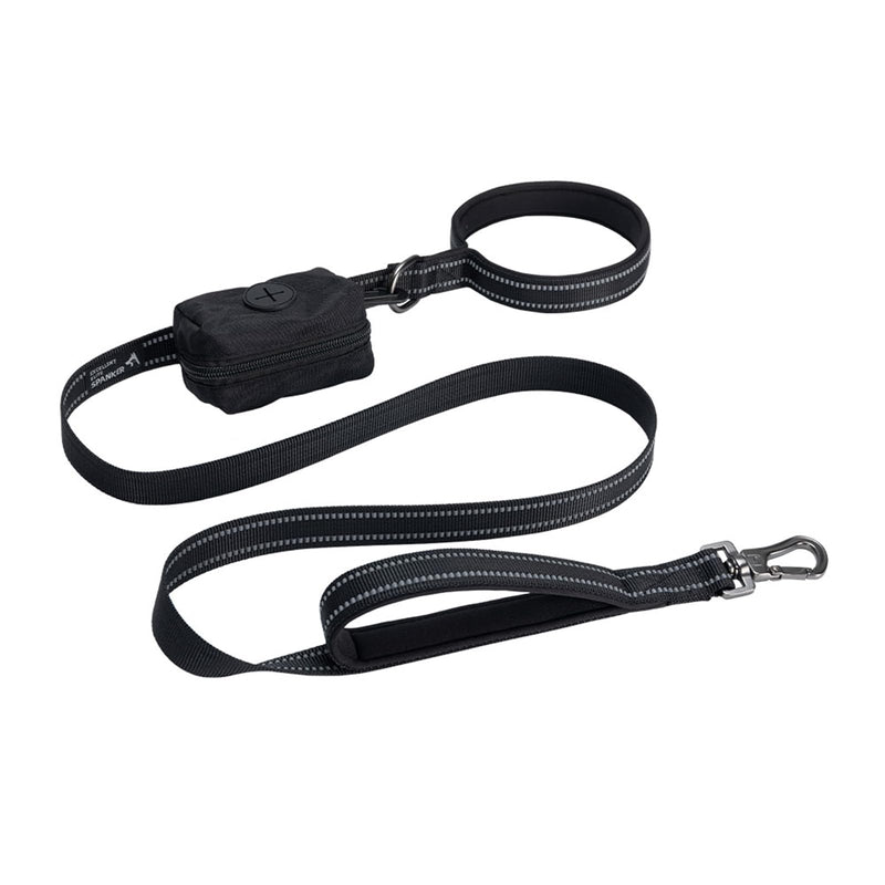 EXCELLENT ELITE SPANKER Reflective Nylon Dog Training Leash Strong Durable Dog Leash 5 Feet Long 1" Wide with Poop Bag Holder for Small and Medium Dogs（Black） Black 5.2FT*1'' - PawsPlanet Australia