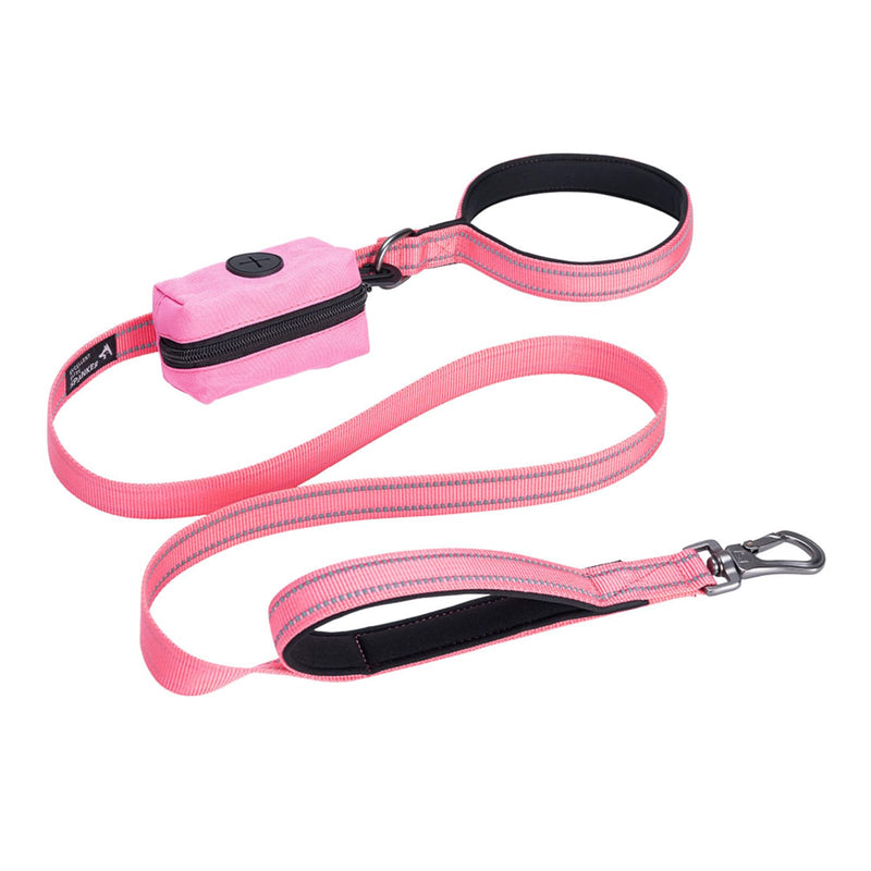 EXCELLENT ELITE SPANKER Reflective Nylon Dog Training Leash Strong Durable Dog Leash 5 Feet Long 1" Wide with Poop Bag Holder for Small and Medium Dogs（Pink）Pink 5.2FT*1'' - PawsPlanet Australia