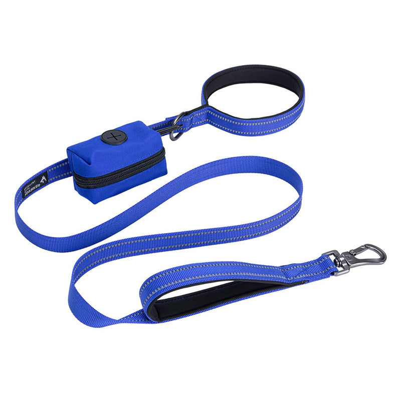 EXCELLENT ELITE SPANKER Reflective Nylon Dog Training Leash Strong Durable Dog Leash 5 Feet Long 1" Wide with Poop Bag Holder for Small and Medium Dogs（Blue）Blue 5.2FT*1'' - PawsPlanet Australia