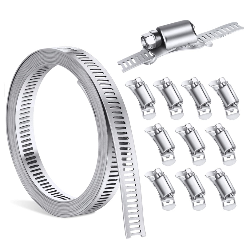 Jayzuum hose clamps stainless steel, DIY clamps, hose clamps, pipe hose, 3 m adjustable band with 10 pieces attachment for tank/house gas pipe/water pipe/cooler/large pipe - PawsPlanet Australia