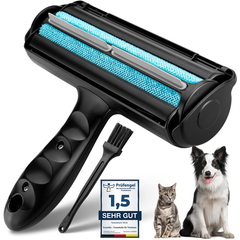 FusselZz® Home Premium Lint Roller Black Animal Hair - Self-cleaning animal hair remover for removing cat hair and dog hair, reusable cat hair remover on sofa, carpet and bed - PawsPlanet Australia