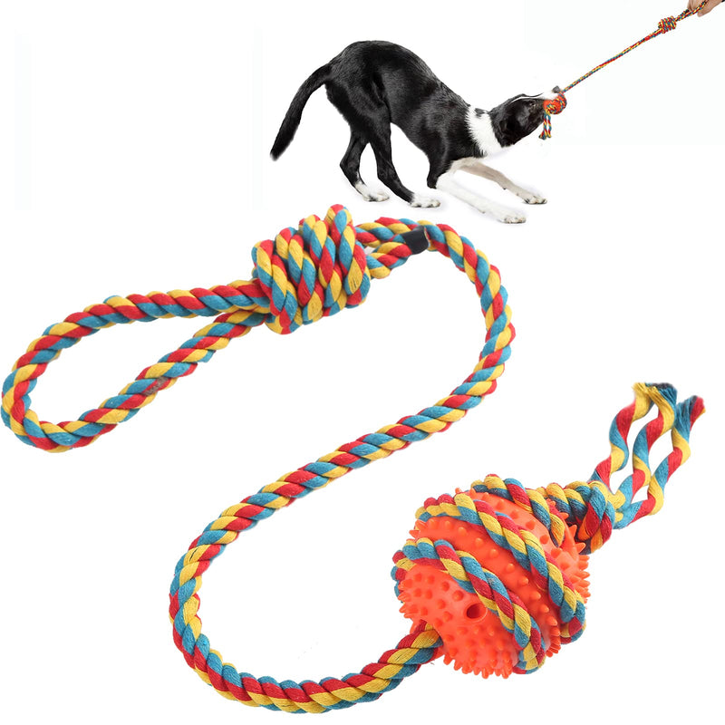 LUNASEA Dog Toy Indestructible, Dog Toy Large Dogs, Interactive Dog Toy Ball with Rope, Chew Toy Dog Tug Toy for Large Medium Dogs & Puppies (Orange, Balls) Orange - PawsPlanet Australia
