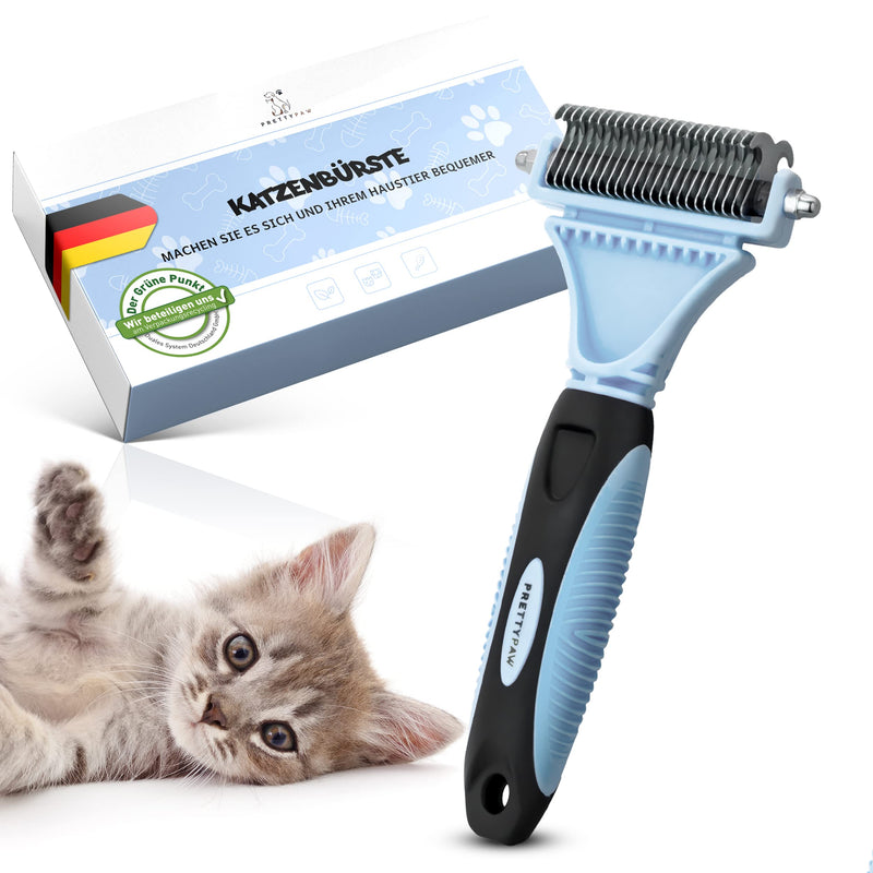 Pretty Paw ® cat brush for gentle and precise hair removal I Suitable as a cat brush for long hair and cat brush for short hair against matting I Pleasantly massaging cat undercoat brush NEW Blue! - PawsPlanet Australia