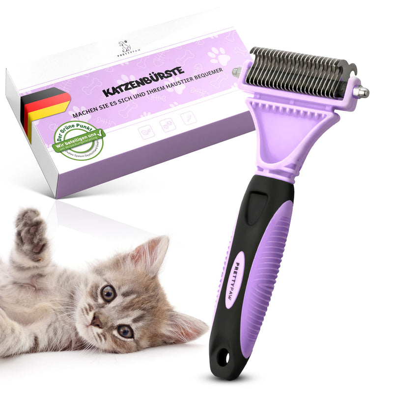 Pretty Paw ® cat brush for gentle and precise hair removal I Suitable as a cat brush for long hair and cat brush for short hair against matting I Pleasantly massaging cat undercoat brush NEW Lavender! - PawsPlanet Australia