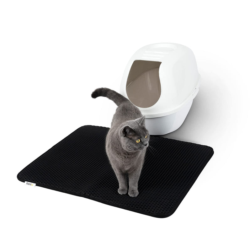 lionto cat litter mat, cat litter mat, rug for cat toilet, waterproof double-layer mat, 76 x 61 x 1.3 cm, black, 76 x 61 cm, 1 piece (pack of 1). - PawsPlanet Australia