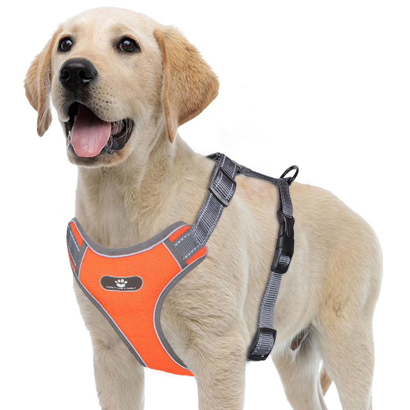 Reflective Dog Harness for Dogs No Choking Adjustable Dog Vest Straps No-Pull Adjustable Dog Harnesses Breathable Harness for Small Medium Large Dog Orange S - PawsPlanet Australia