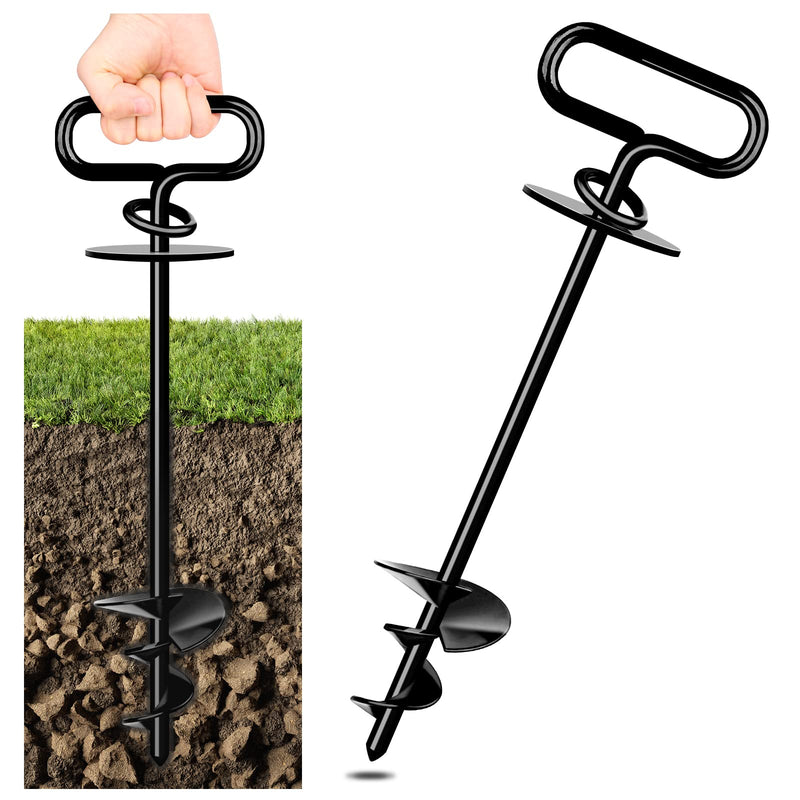 Dog Ground Anchor, Leash and Stake for Medium to Large up to 220 lbs, Mooring Stake, Spiral Blade for Yard Beach Lawn Outdoor（Black） Black - PawsPlanet Australia