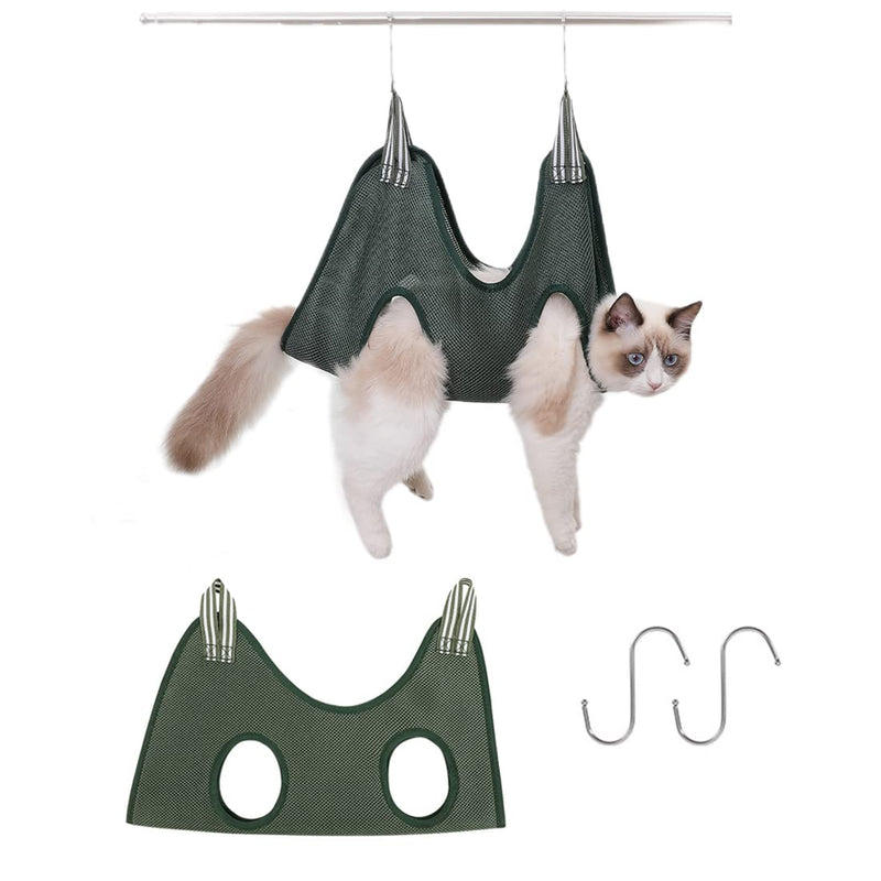 LIMEOW Pet Grooming Hammock Grooming Harness Set Dog Sling for Dogs and Cats Breathable Fabric Dog Hammocks Restraint Bag for Small Dogs (Green, S) - PawsPlanet Australia