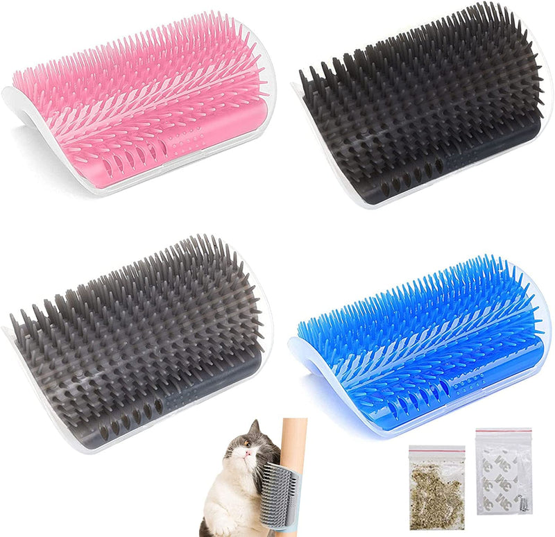 LATRAT 4pcs Cat Self Groomer Brush Wall Corner Cat Brush Pet Brush Cat Brush for Dogs Cat Massage Hair Removal Self Groomer Pet Grooming Comb Hair Removal Massage Brush - PawsPlanet Australia