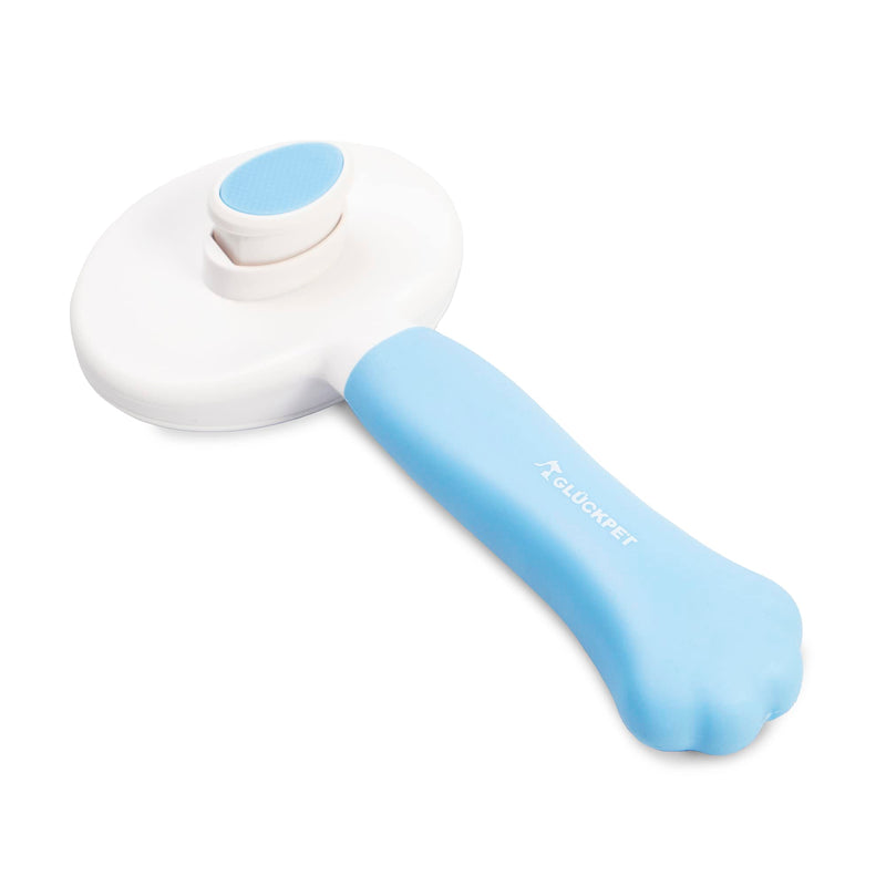 Cat Brush, Paw Shaped, Blue, Pet Hair Remover, Cleaning Button - PawsPlanet Australia