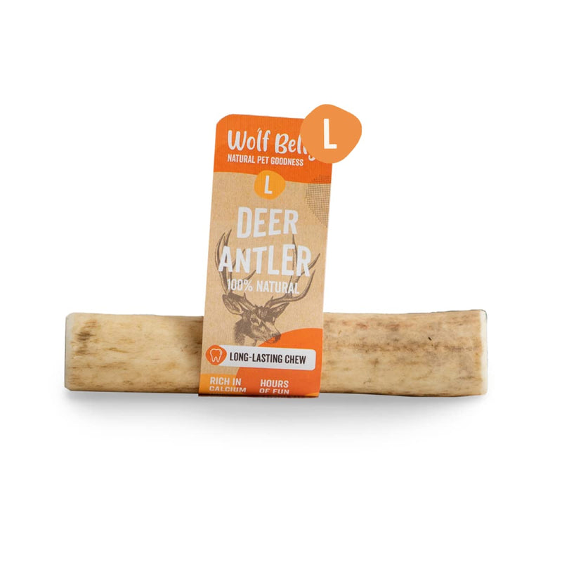 Antler Bone for Dogs - Size L - Calms Stress and Anxiety - 100% Natural Deer Antler Bone - Reduces Tartar and Plaque - Dog Toy - Happy Chew Wolf Belly Deer Antler Dog Teether Size L - PawsPlanet Australia