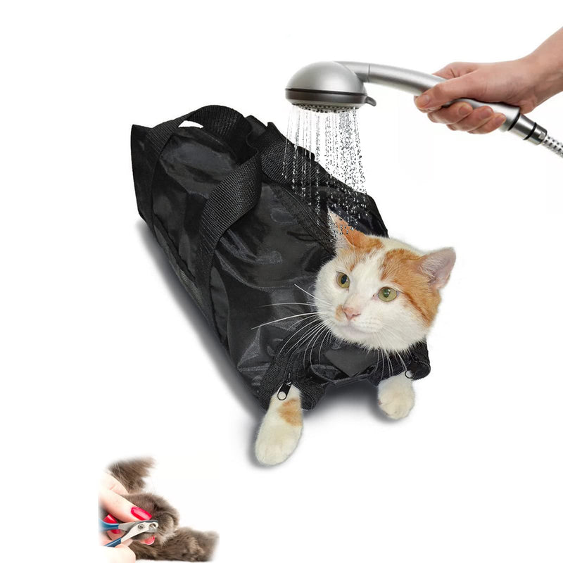 SOONHUA Cat Glooming Bag for Bathing Cats, Adjustable Cat Shower, Mesh Bag, Bathing Bag, Anti-scratch, Breathable, Restraint Bag, Cat Bag for Cleaning, Grooming, Bathing - PawsPlanet Australia