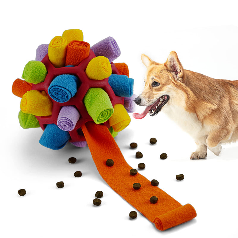 Tesytto Sniffing Ball for Dogs Interactive Dog Toy Encourage Natural Food Ability Slow Food Training Bite Resistant Puppy Play Portable Dog Intelligence Toy (Winter Red) Winter Red - PawsPlanet Australia