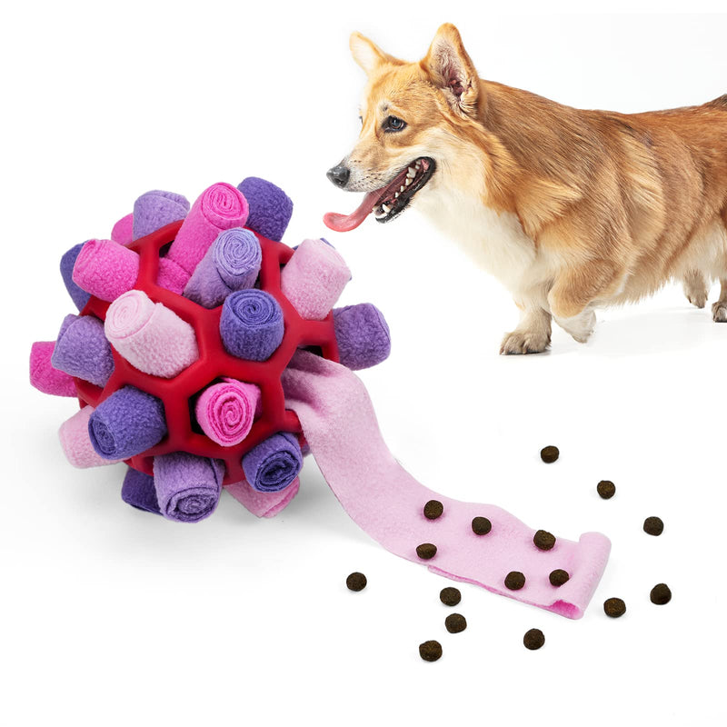 Tesytto Sniffing Ball for Dogs Interactive Dog Toy Encourage Natural Food Ability Slow Food Training Bite Resistant Puppy Play Portable Dog Intelligence Toy (Summer Pink) Summer Pink - PawsPlanet Australia
