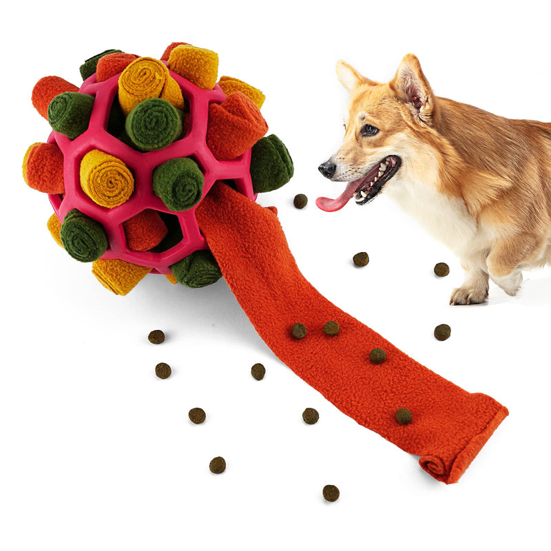 Tesytto Sniffing Ball for Dogs Interactive Dog Toy Encourage Natural Food Ability Slow Food Training Bite Resistant Puppy Play Portable Dog Intelligence Toy (Autumn Red) Autumn Red - PawsPlanet Australia