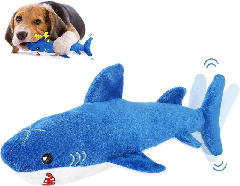 Pawaboo Dog Toy, Rechargeable Shark Shape Plush Dog Toy with Crinkle Paper Squeaky Toy Interactive Dog Toy for Small and Medium Dogs Game Training Stress Relief Blue Sharks Blue - PawsPlanet Australia